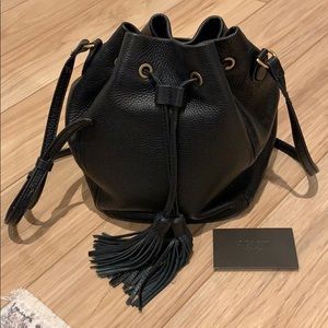 J.CREW BLACK BUCKET BAG with tassel strings!!